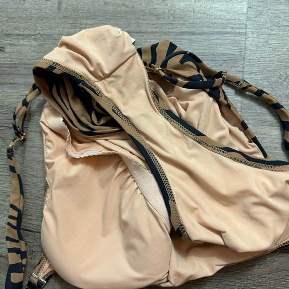 J Crew Swimsuit One Piece Wide Strap Zebra Print Brown Black Size 10 Style AG096 - Picture 8 of 9